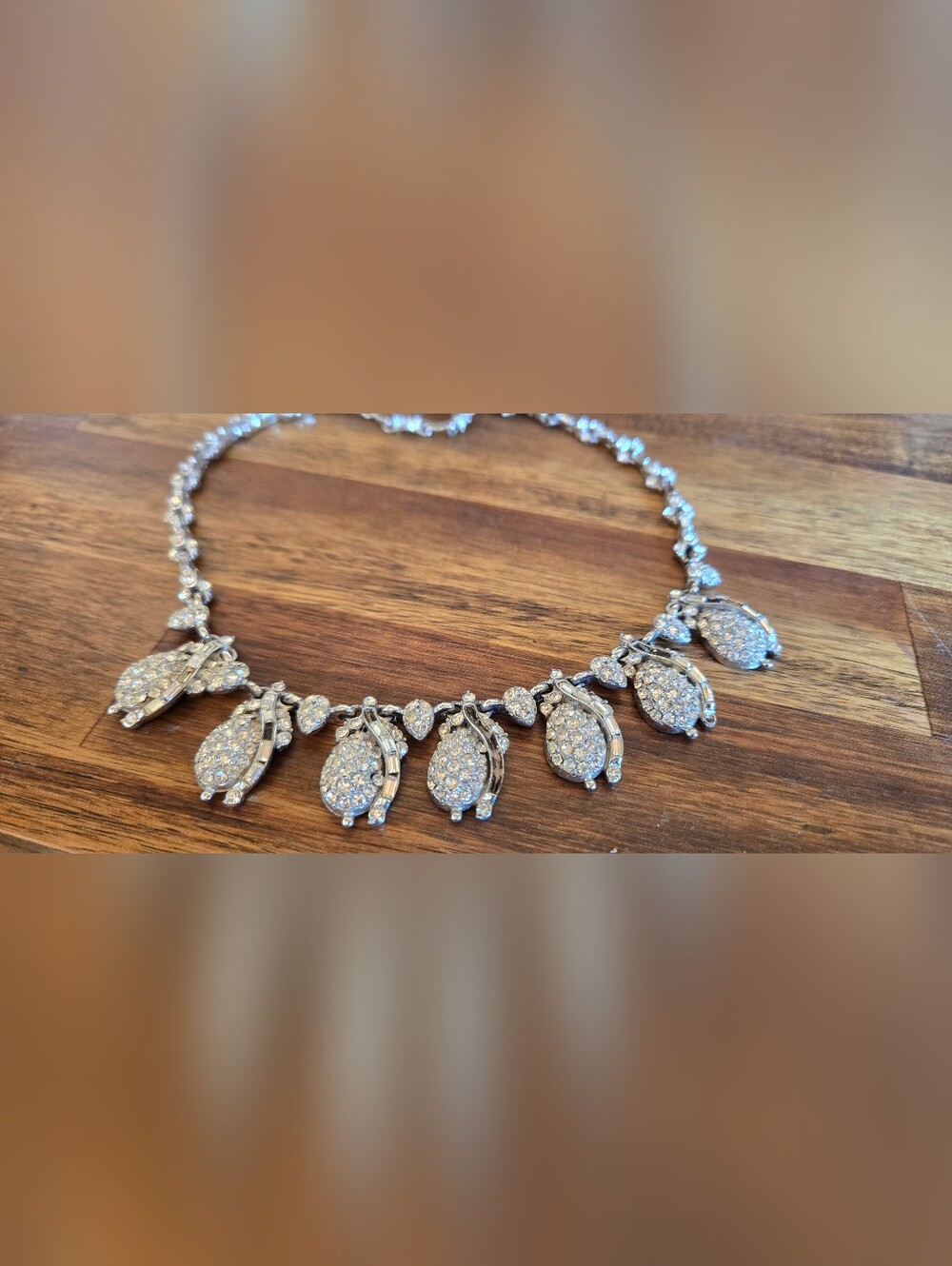 Vintage Hollycraft Corp 1957 Rhinestone Statement Necklace Pat Pend 16.5" Signed